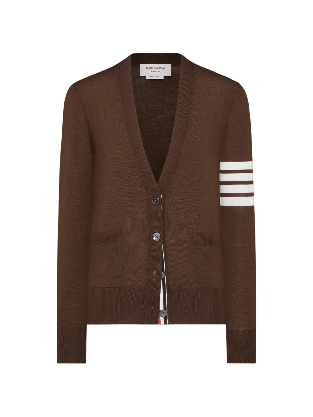 Thom Browne stripe-detail V-neck cardigan - Braun
