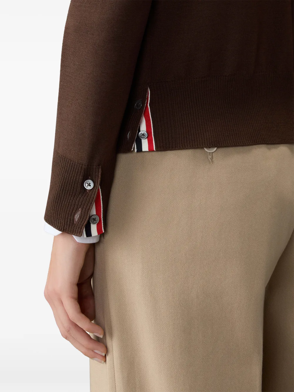 Thom Browne 4-Bar vest van merinowol met V-hals Bruin