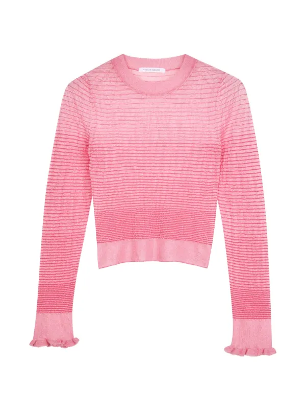 Cecilie Bahnsen Fringed-cuff Long-sleeve Top in Pink
