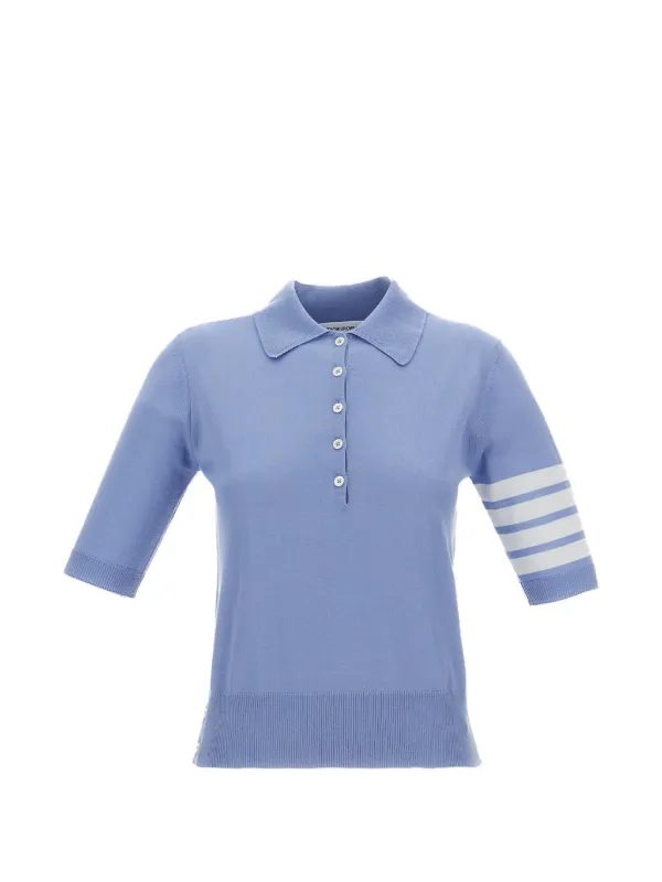 Thom Browne Striped-detail Polo Shirt in Blue