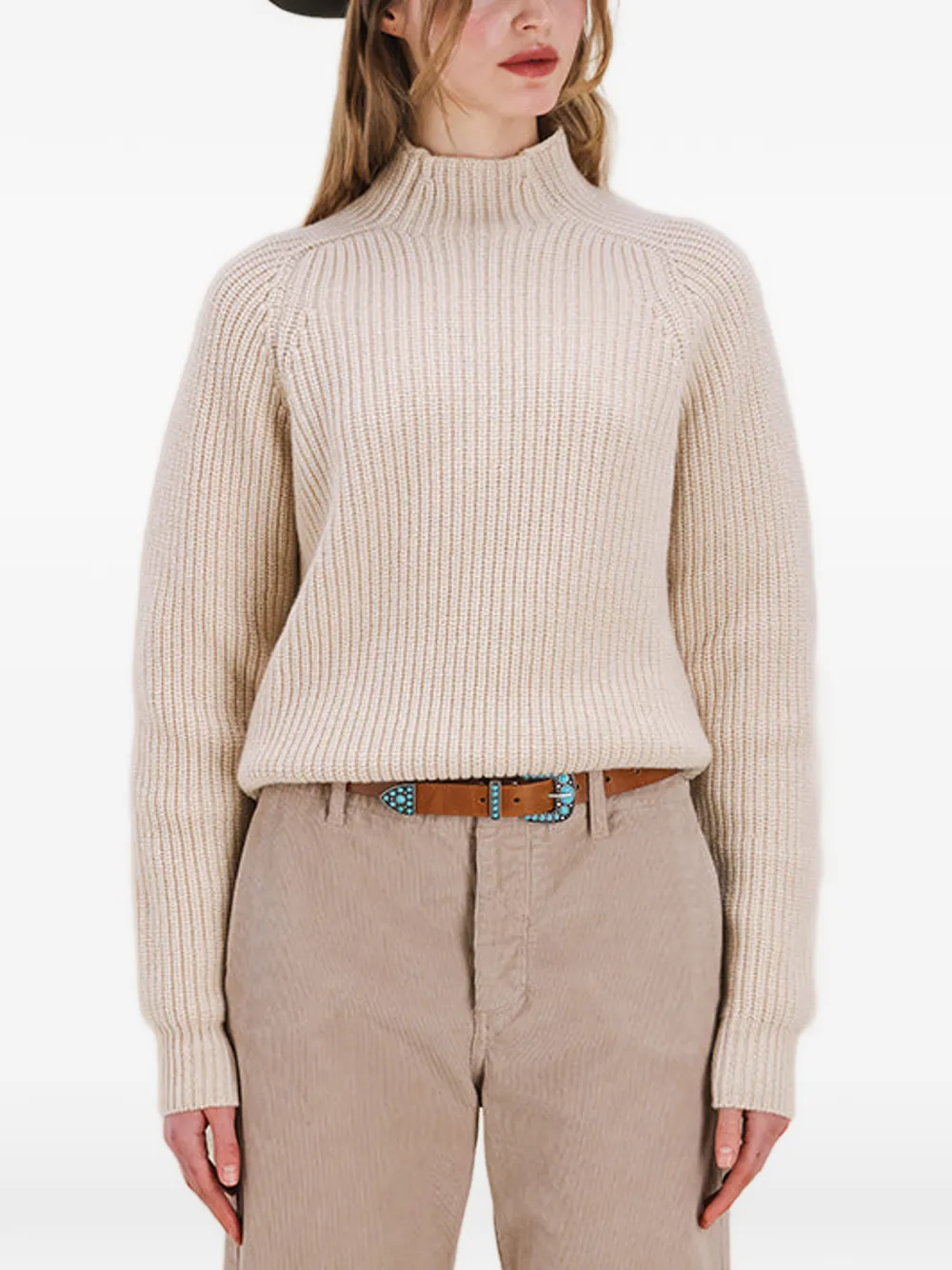 Fortela Leona1 High-neck Ribbed Sweater in Neutrals, view 4