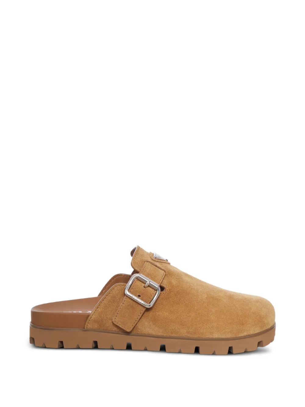 Prada logo-plaque mules - Marrone