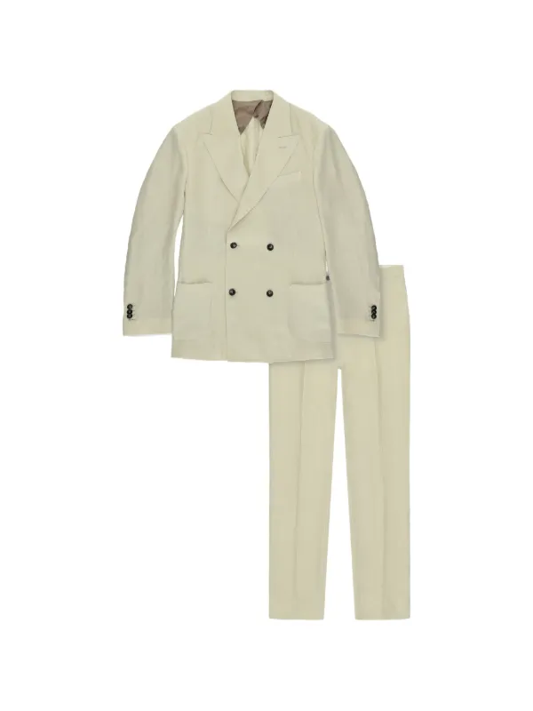 Fortela Marcello Double-breasted Tailored Suit in Neutrals