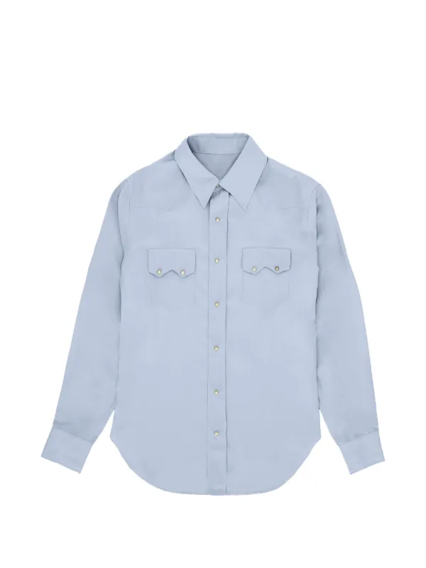 Fortela Flap-pocket Silk Shirt in Blue