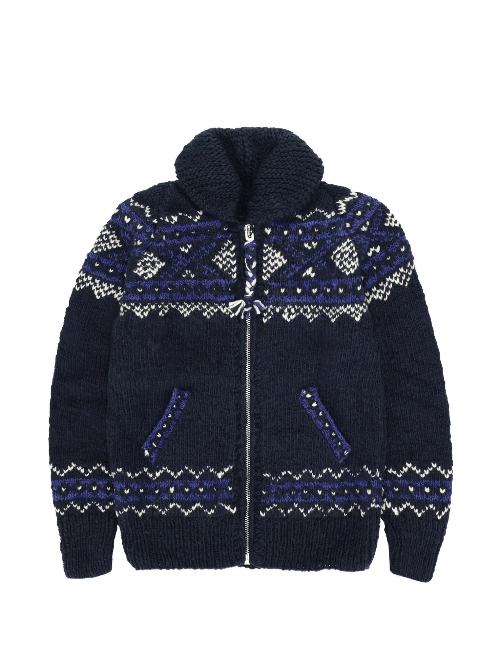 Fortela Chamula pattern zip-fastening cardigan - Blu