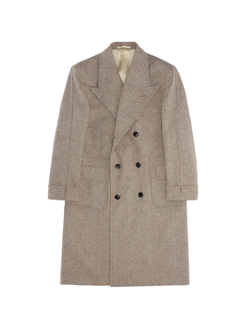 Fortela Bogart double-breasted herringbone coat - Nude