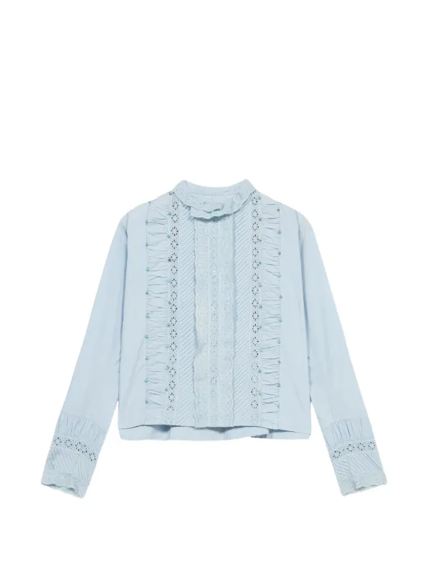 Fortela Christy Lace-detail Blouse in Blue