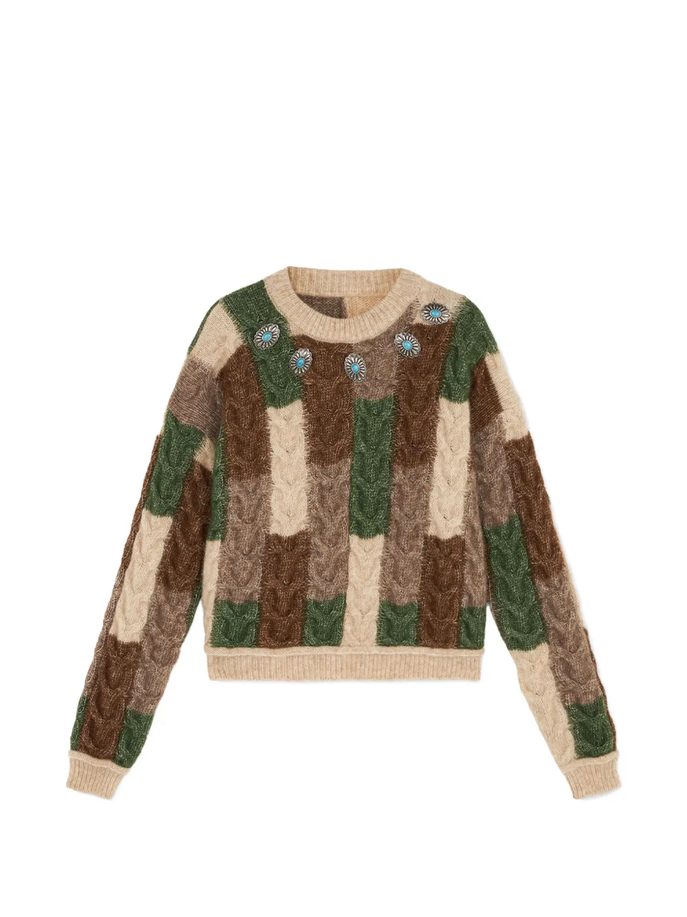 Fortela Letitia patchwork crew-neck sweater - Brown