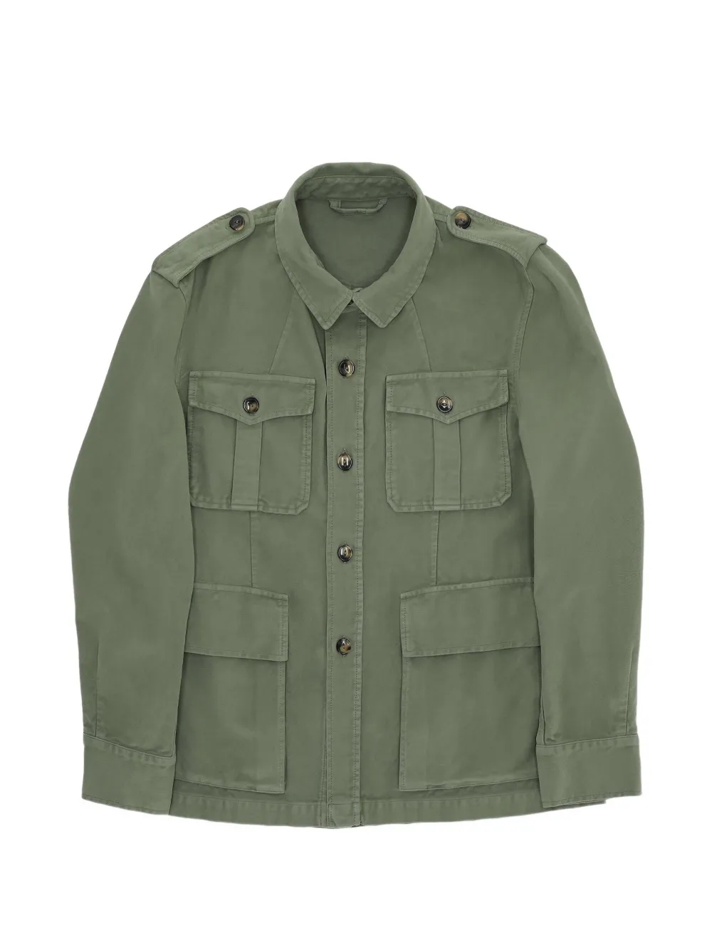 Fortela buttoned four-pocket overshirt - Verde