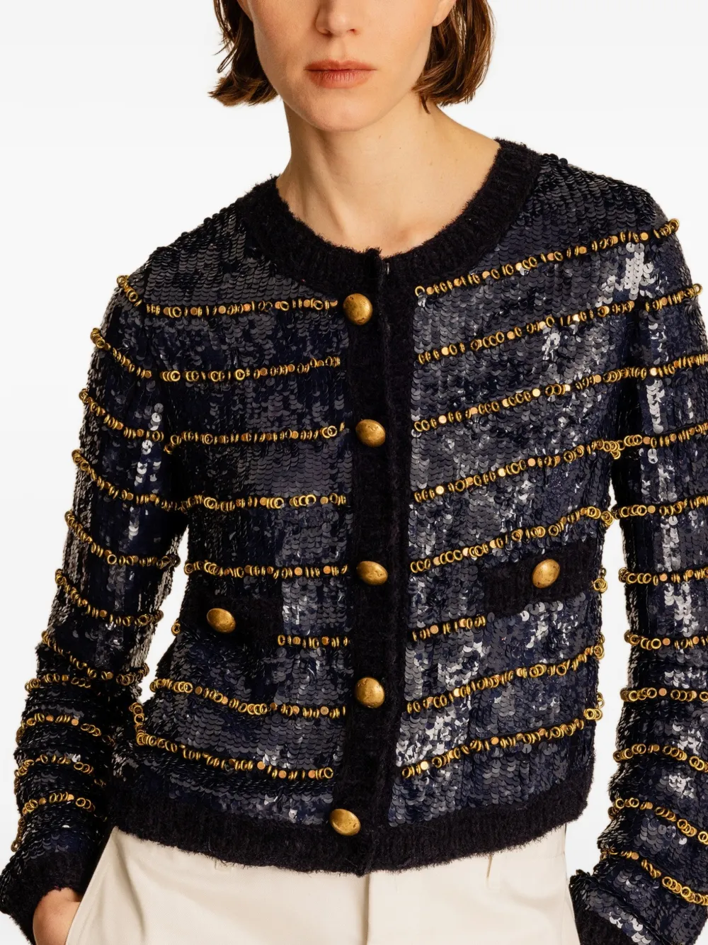  Fortela Divine Sequin Embroidered Jacket - Blue 