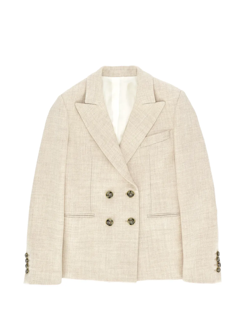 Fortela Bibiane pak met dubbele rij knopen en puntige revers Beige