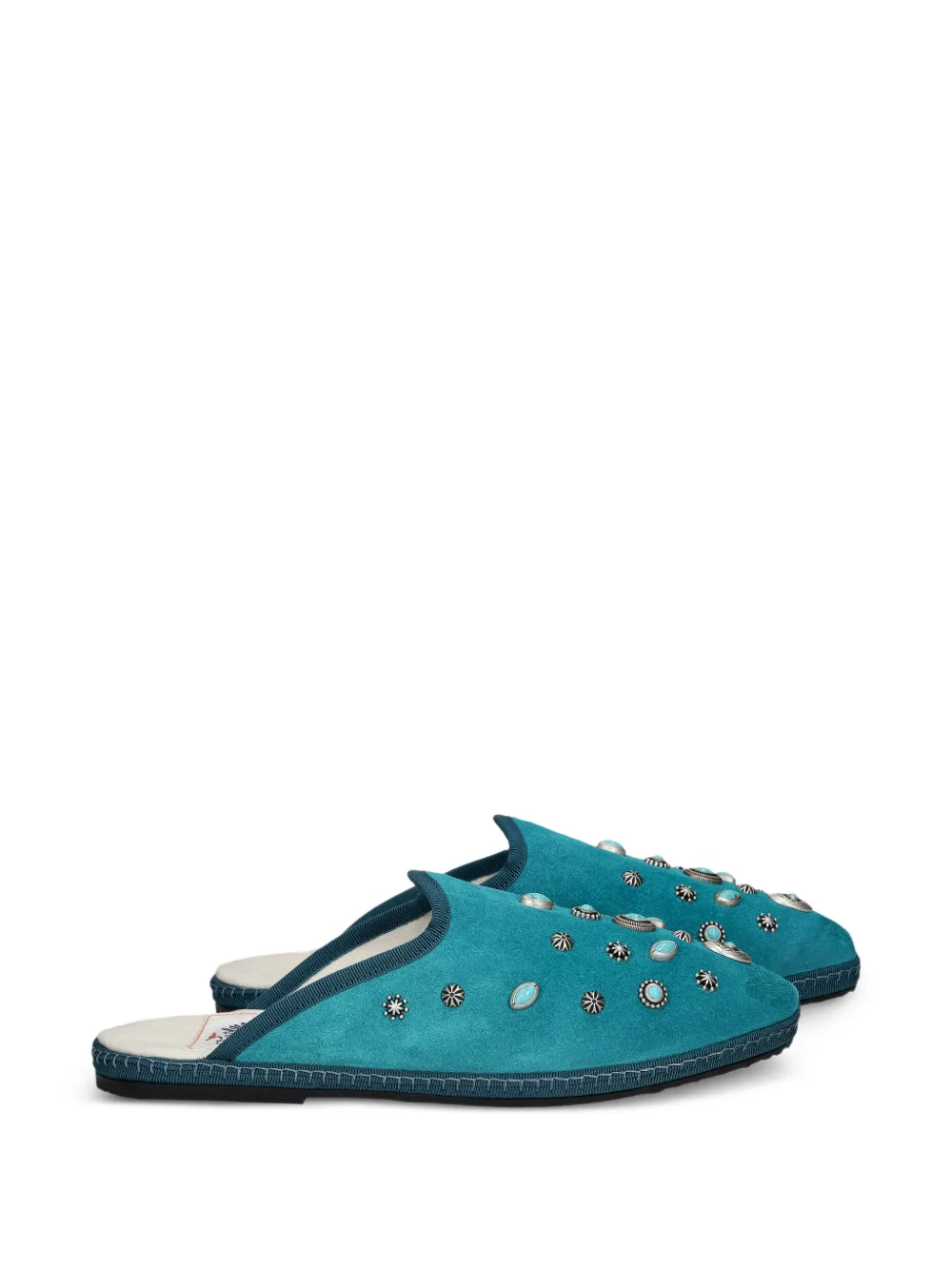 Fortela Flap Friulan Sabot studded suede mules - Blu
