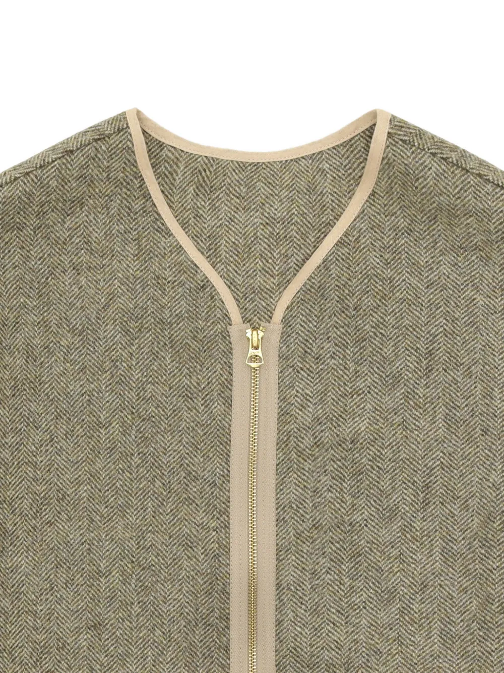  Fortela Herringbone-pattern Zip-up Cardigan - Green 
