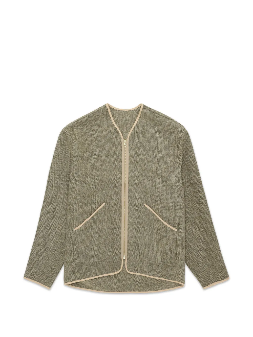 Fortela herringbone-pattern zip-up cardigan - Verde