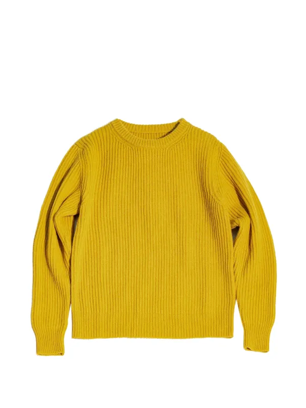 Fortela Alberto Ribbed Crew Neck Sweater in Yellow