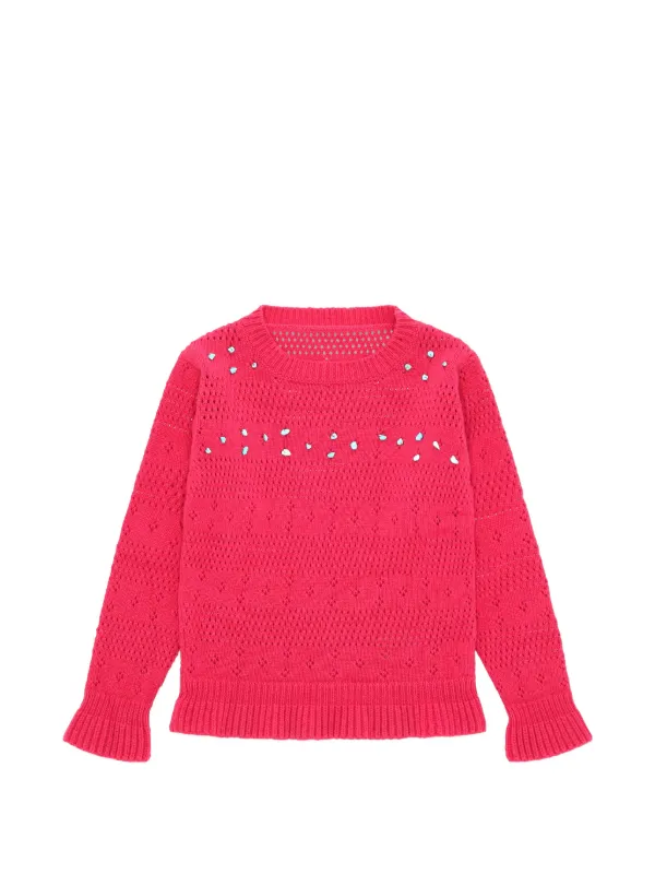Fortela Luna Beaded Crew-neck Sweater in Pink