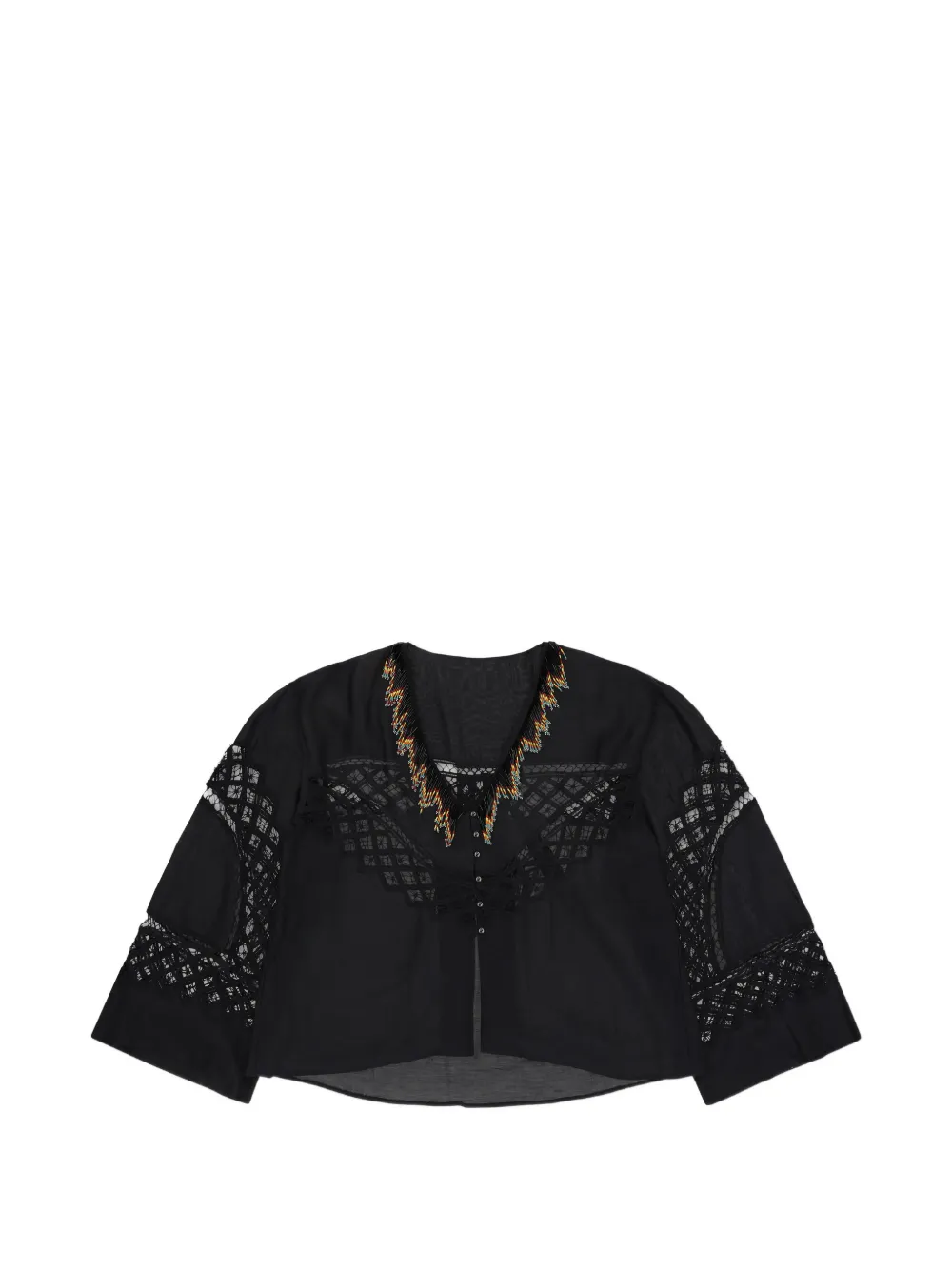 Fortela intarsia beaded blouse - Nero