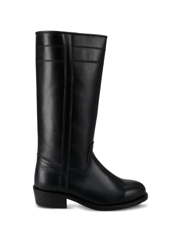 Fortela Becerro Camperos Leather Cowboy Boots in Black