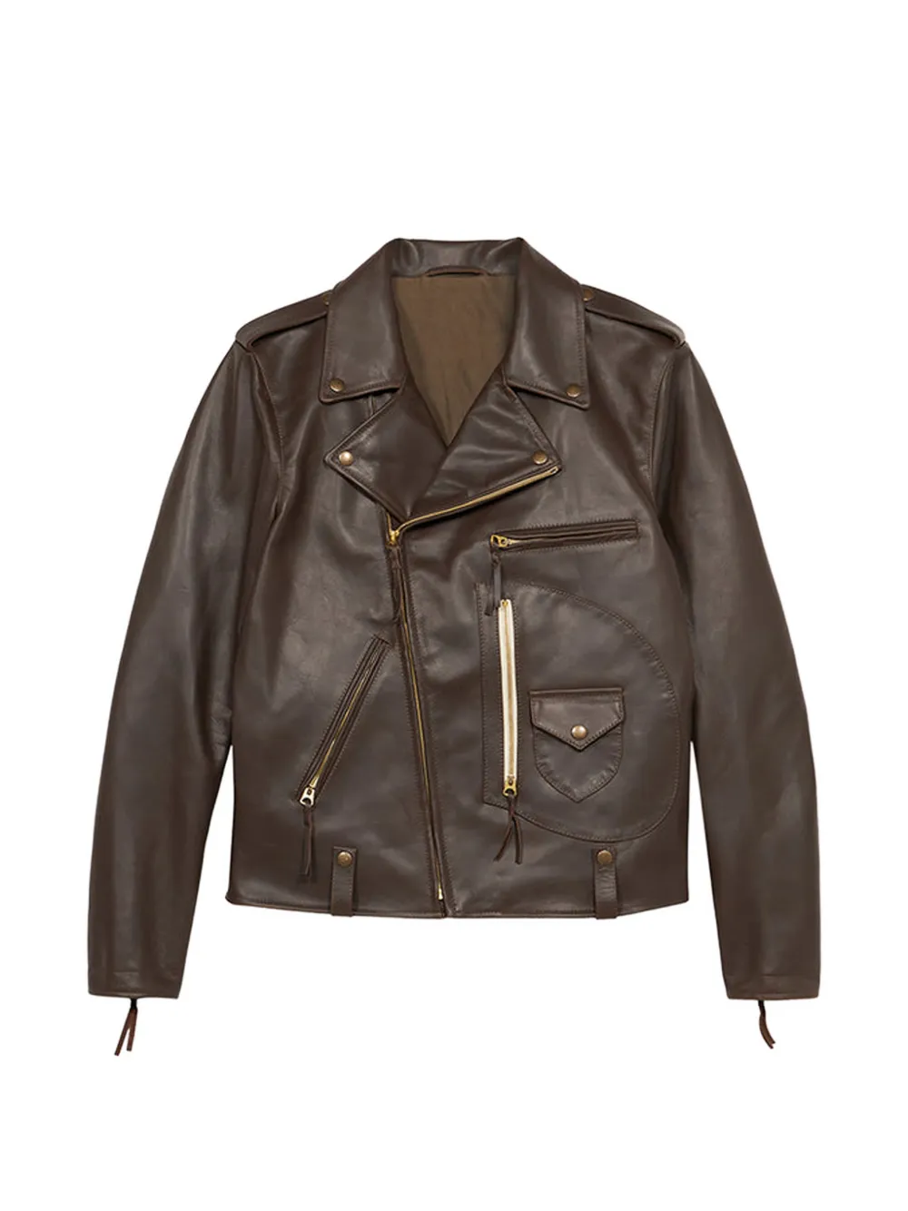 Fortela asymmetrical-zip leather jacket - Marrone
