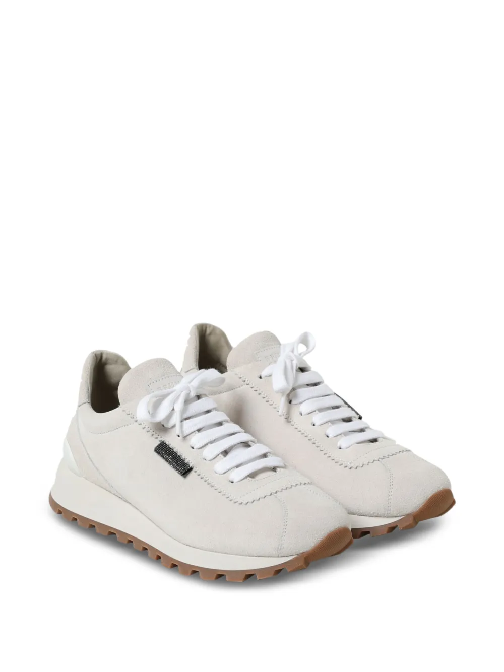 Brunello Cucinelli Sneakers met patchdetail Beige