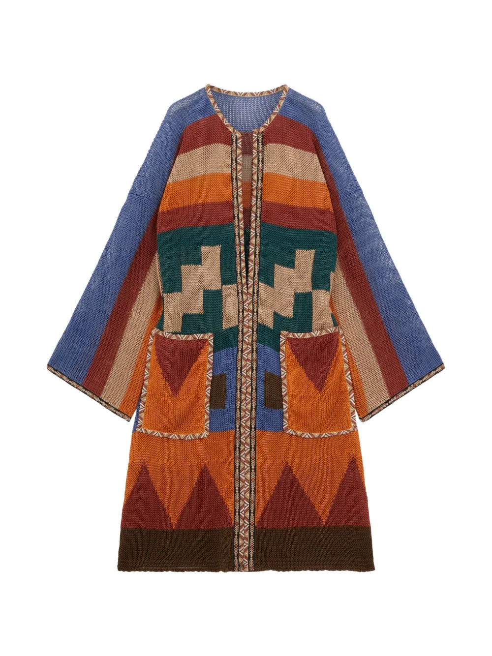 Fortela jacquard patch-pocket cardi-coat - Arancione