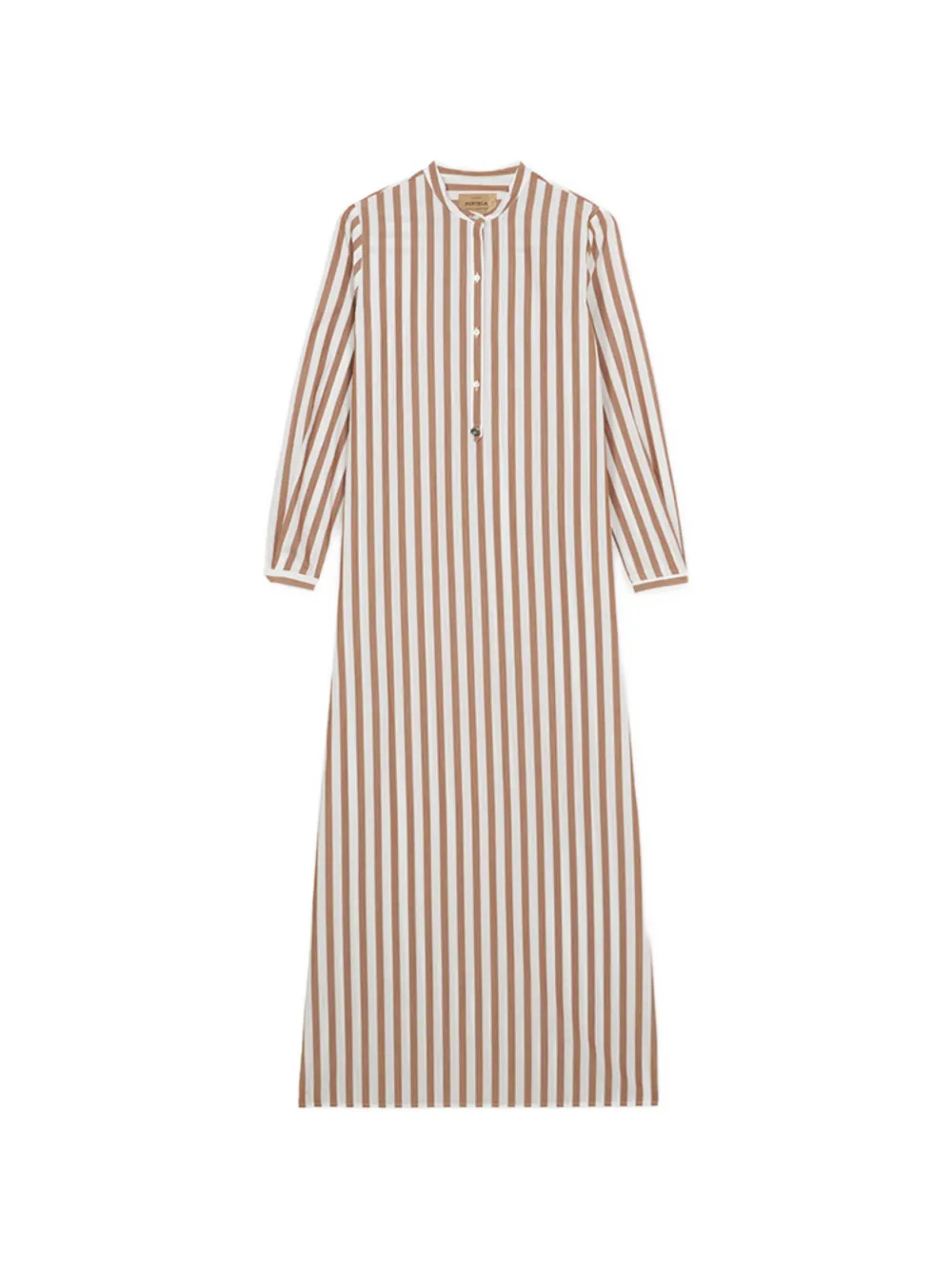 Fortela Valery striped mandarin-collar MAXI dress - Marrone