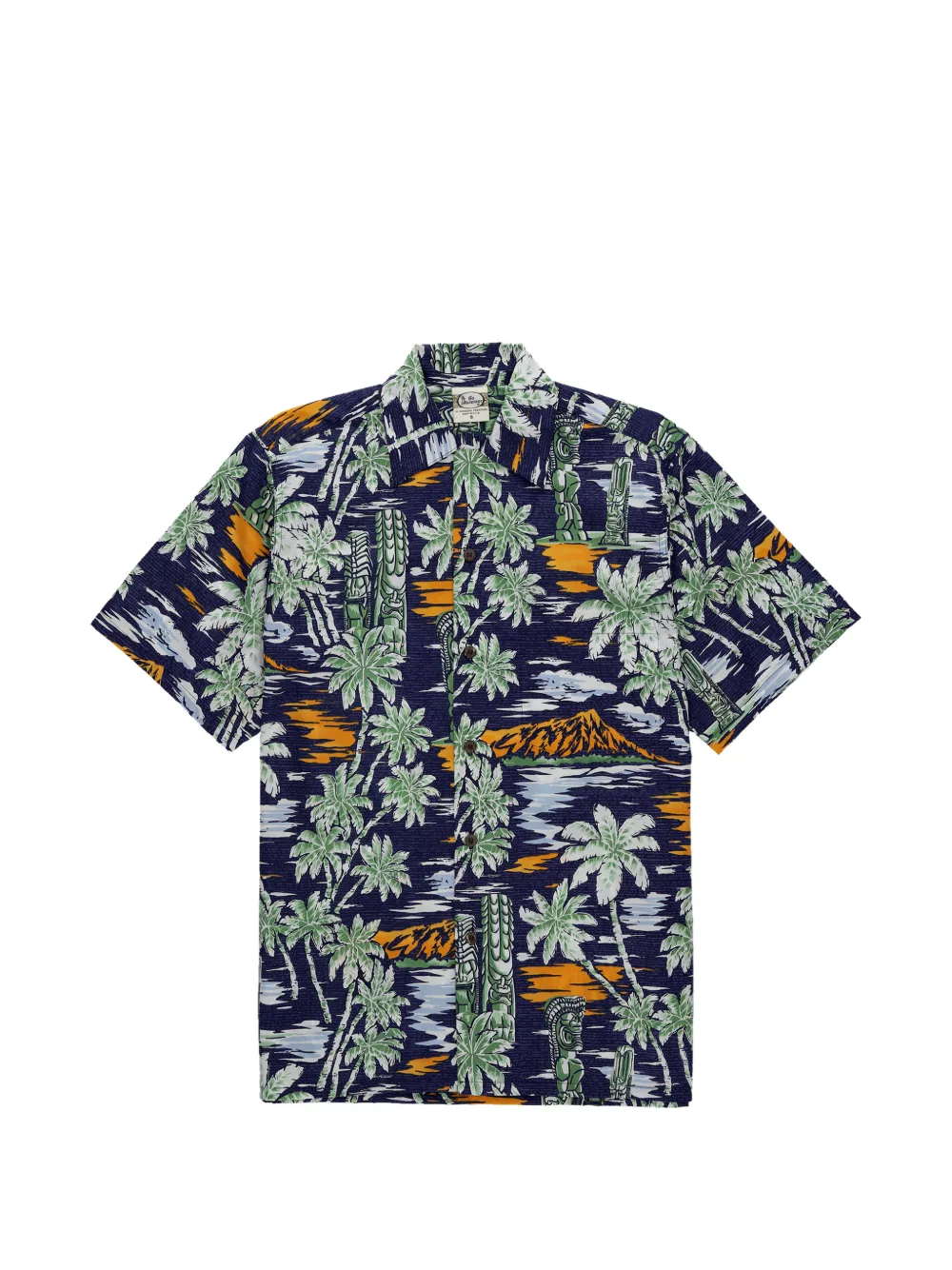 Fortela Tikisunset coconut-button tropical-print shirt - Blu