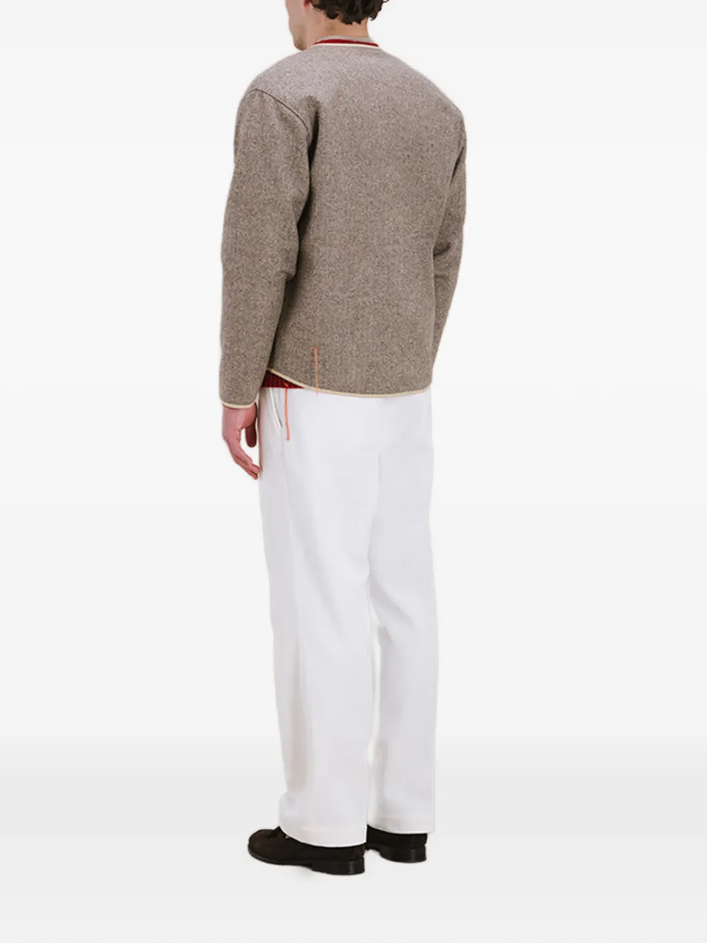 Fortela Sherpa jack met visgraatpatroon en rits Beige