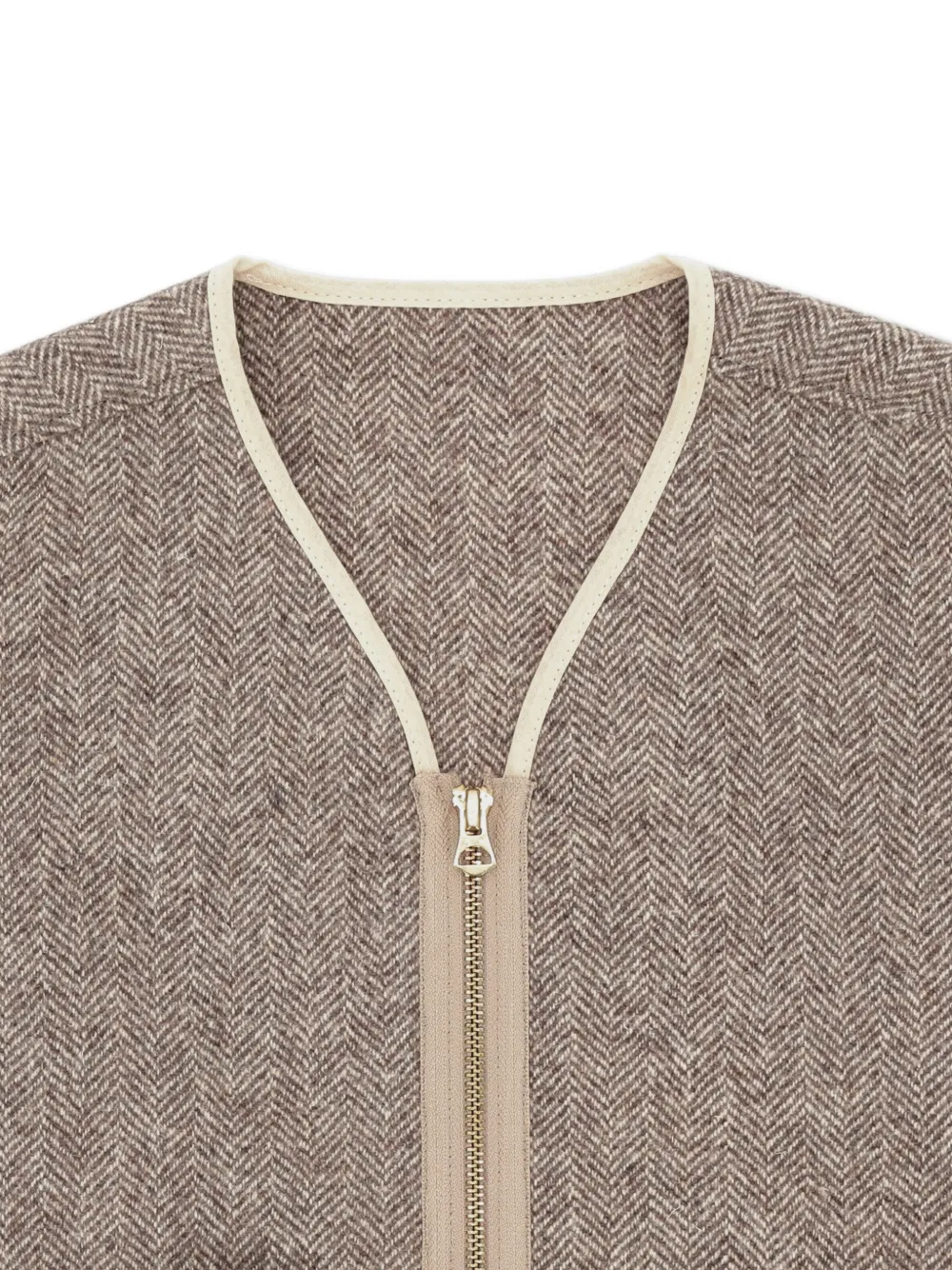 Fortela Sherpa jack met visgraatpatroon en rits Beige