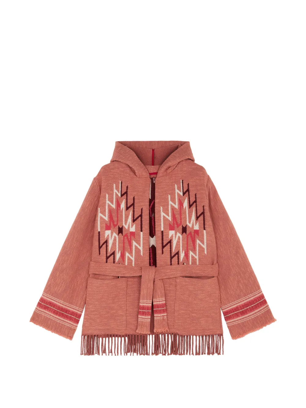 Fortela fringed-hem hooded cardigan - Rosa