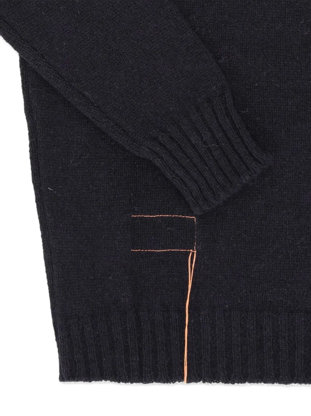 Ribbed-Cuff Turtleneck Wool Sweater