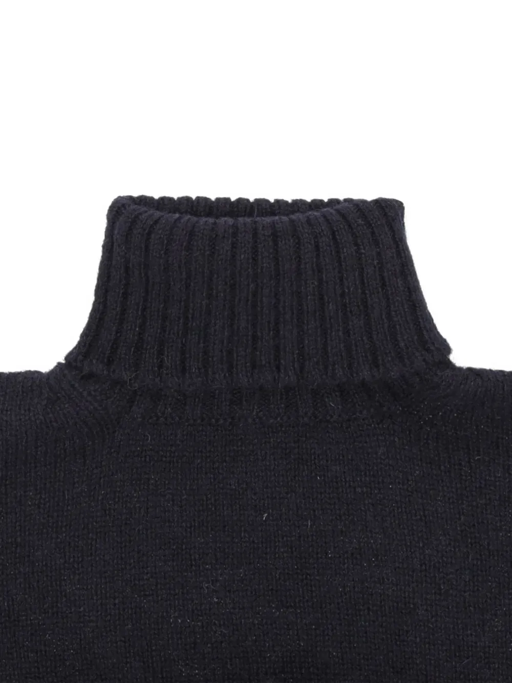 Ribbed-Cuff Turtleneck Wool Sweater