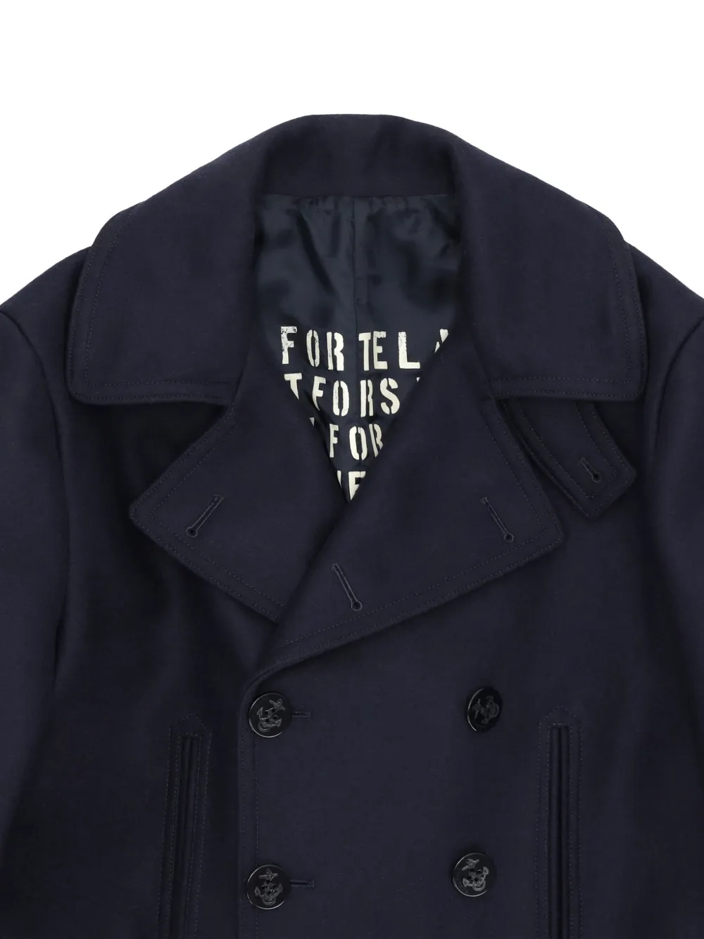 Fortela Wollen jas met dubbele rij knopen Blauw