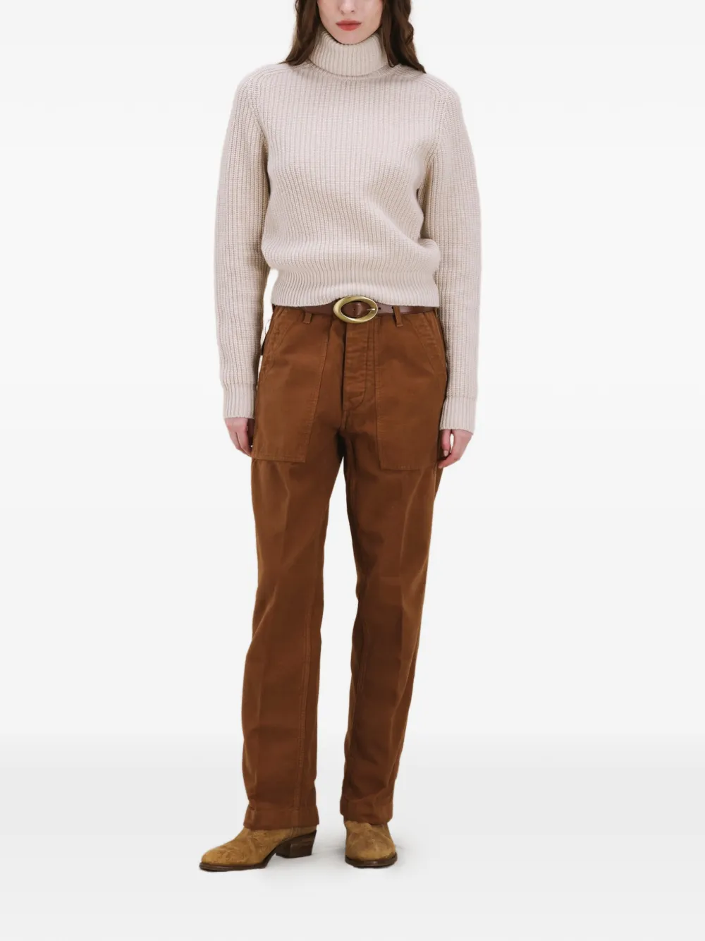  Fortela Laura Rib Stitch Turtleneck Sweater - Neutrals 