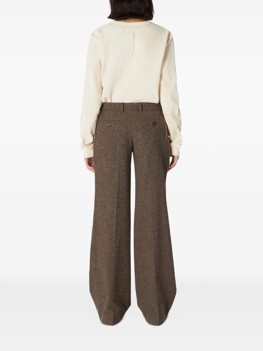 Fortela Low waist broek met wijde pijpen Bruin