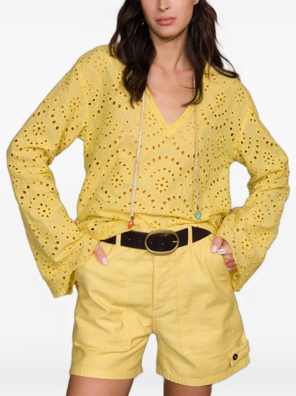  Fortela Button Pocket Shorts - Yellow 