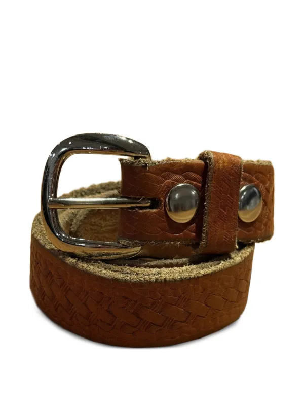 Fortela Textured Leather Belt in Brown