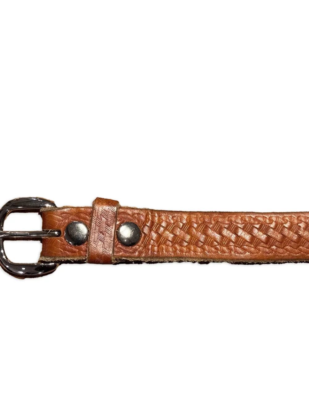 Fortela Textured Leather Belt in Brown, view 2