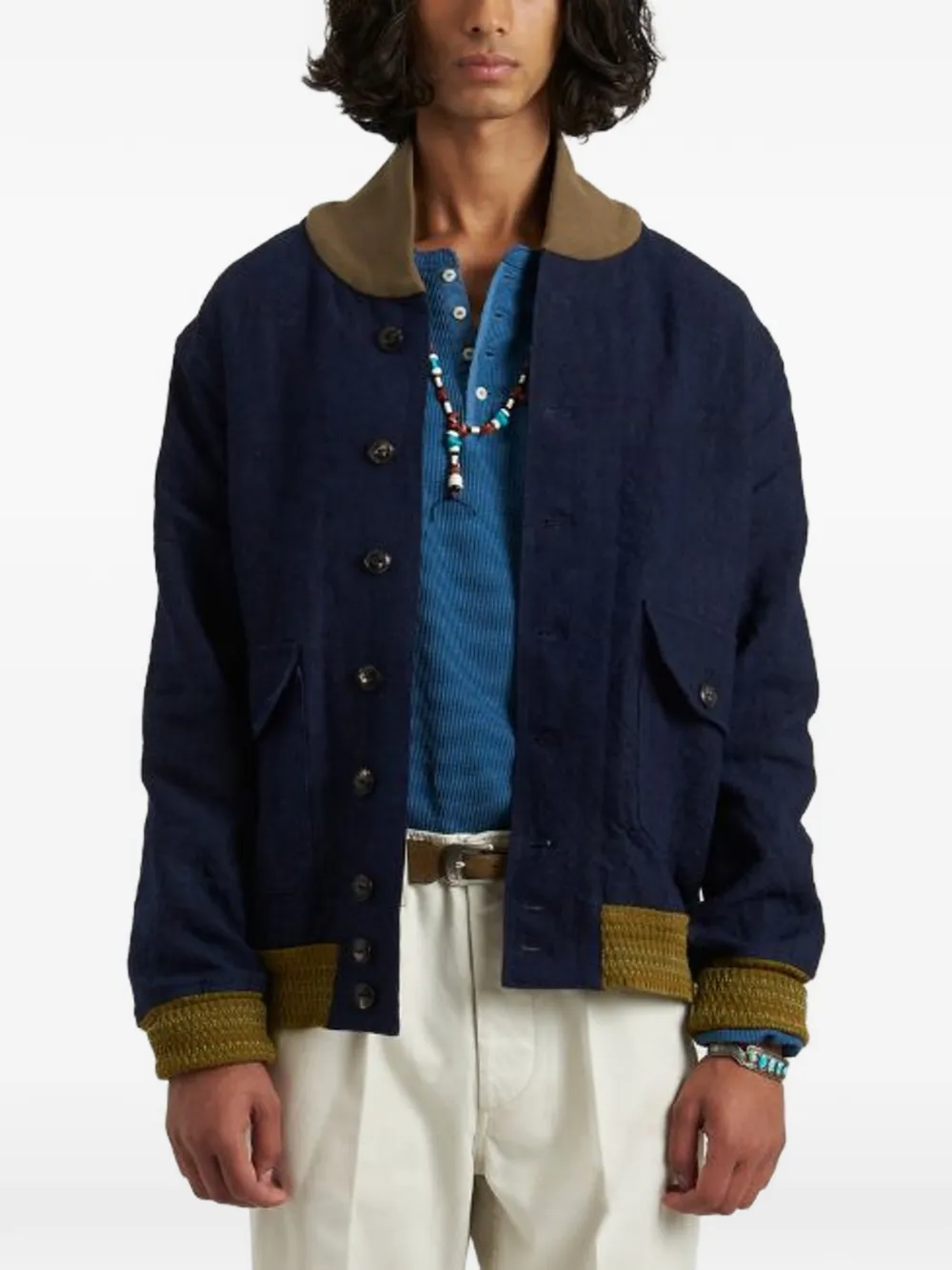  Fortela Regan Flap-pocket Bomber Jacket - Blue 