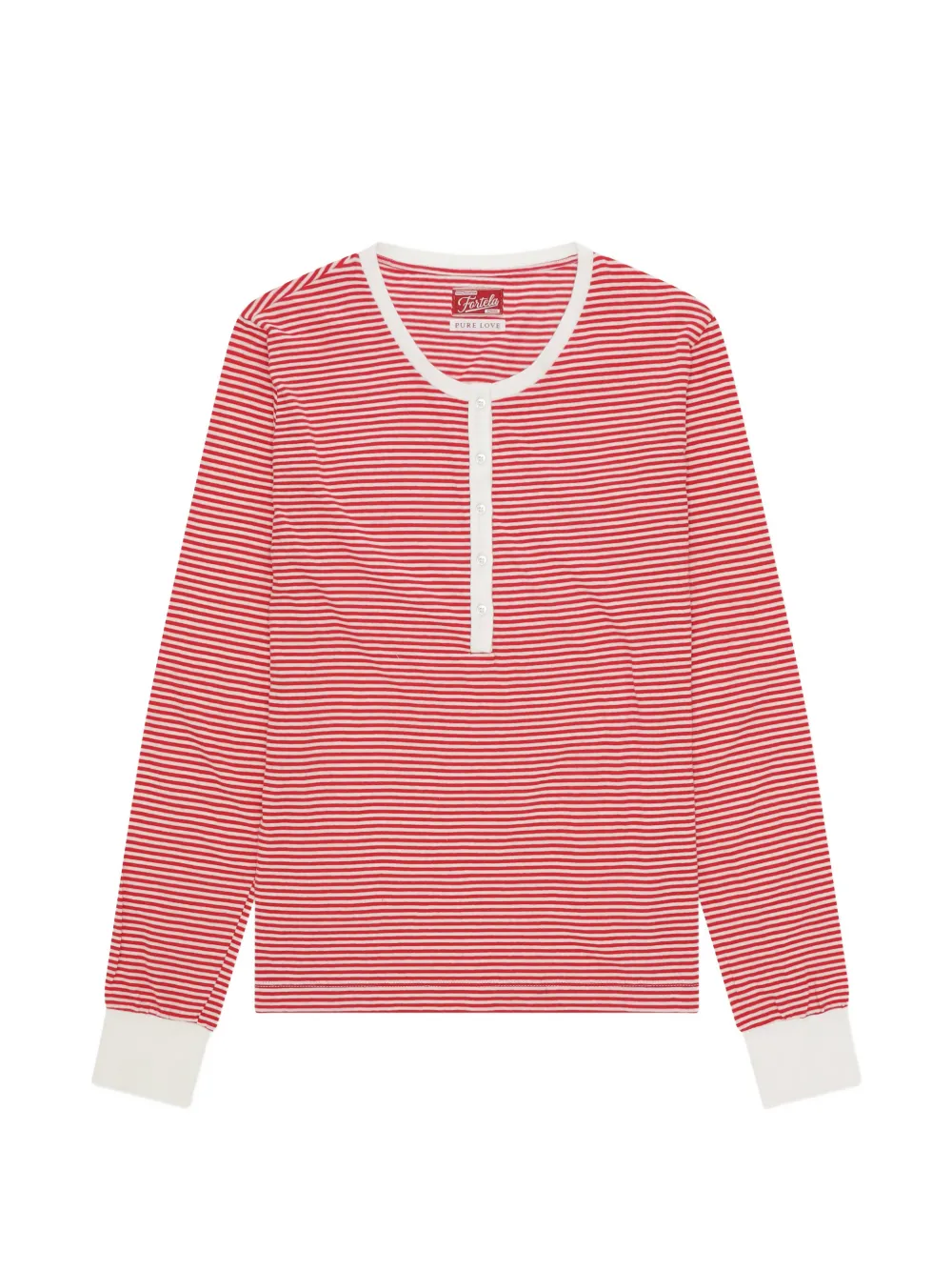 Fortela striped button serafino T-shirt - Rosso