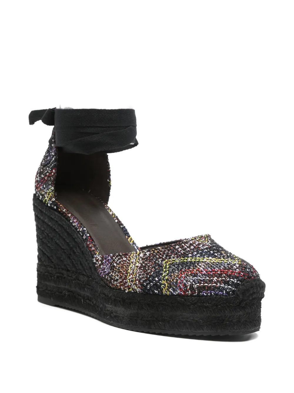 Missoni sequined wedge-heel espadrilles Zwart