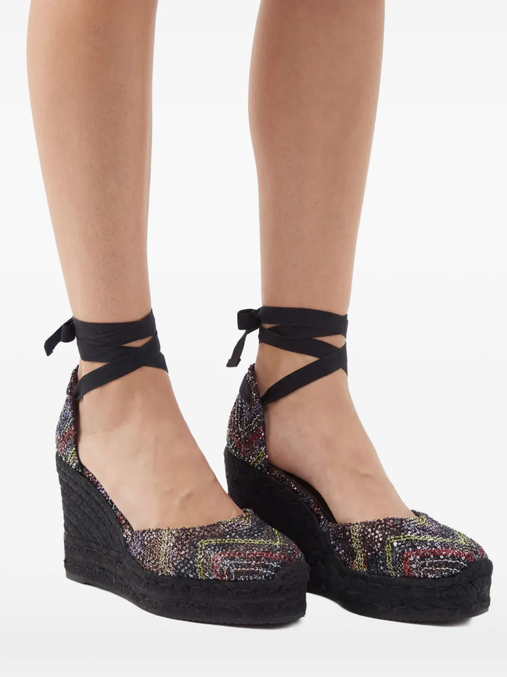 Missoni Espadrilles met sleehak en pailletten Zwart