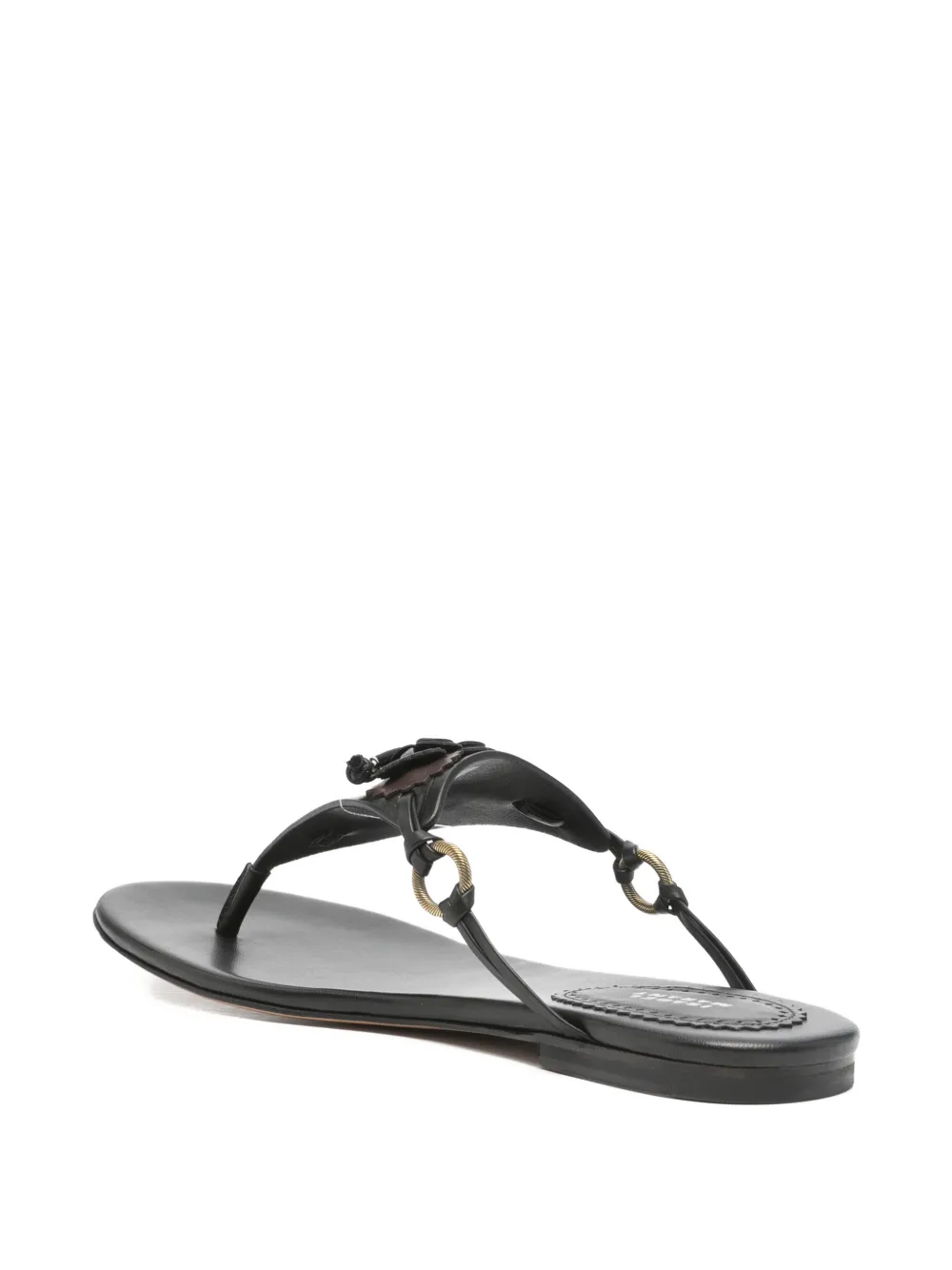 ISABEL MARANT Elato leather flowers-detail flat sandals Zwart