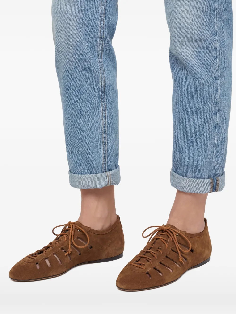 ISABEL MARANT Leyza Gd ballerina's met kant en uitgesneden details Bruin