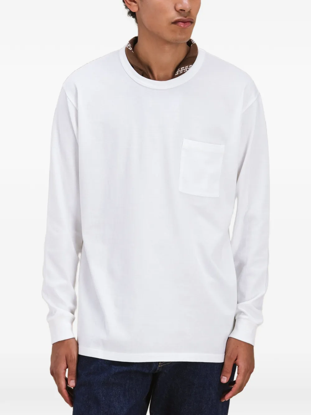 Fortela T-shirt met lange mouwen en zak Wit