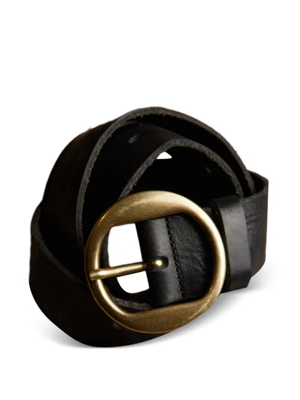 Fortela Buckle Calf Leather Belt in Black