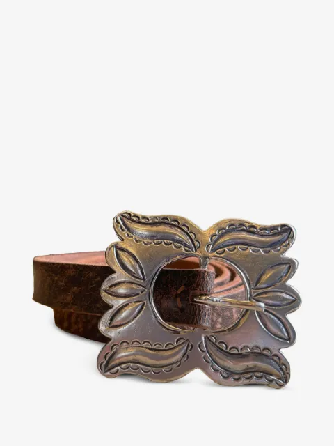 Fortela silver-buckle leather belt