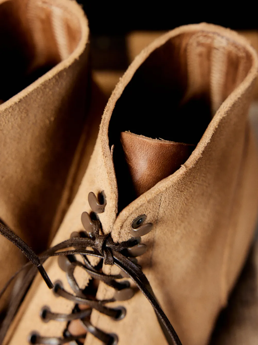 Fortela Leren veterlaarzen Beige