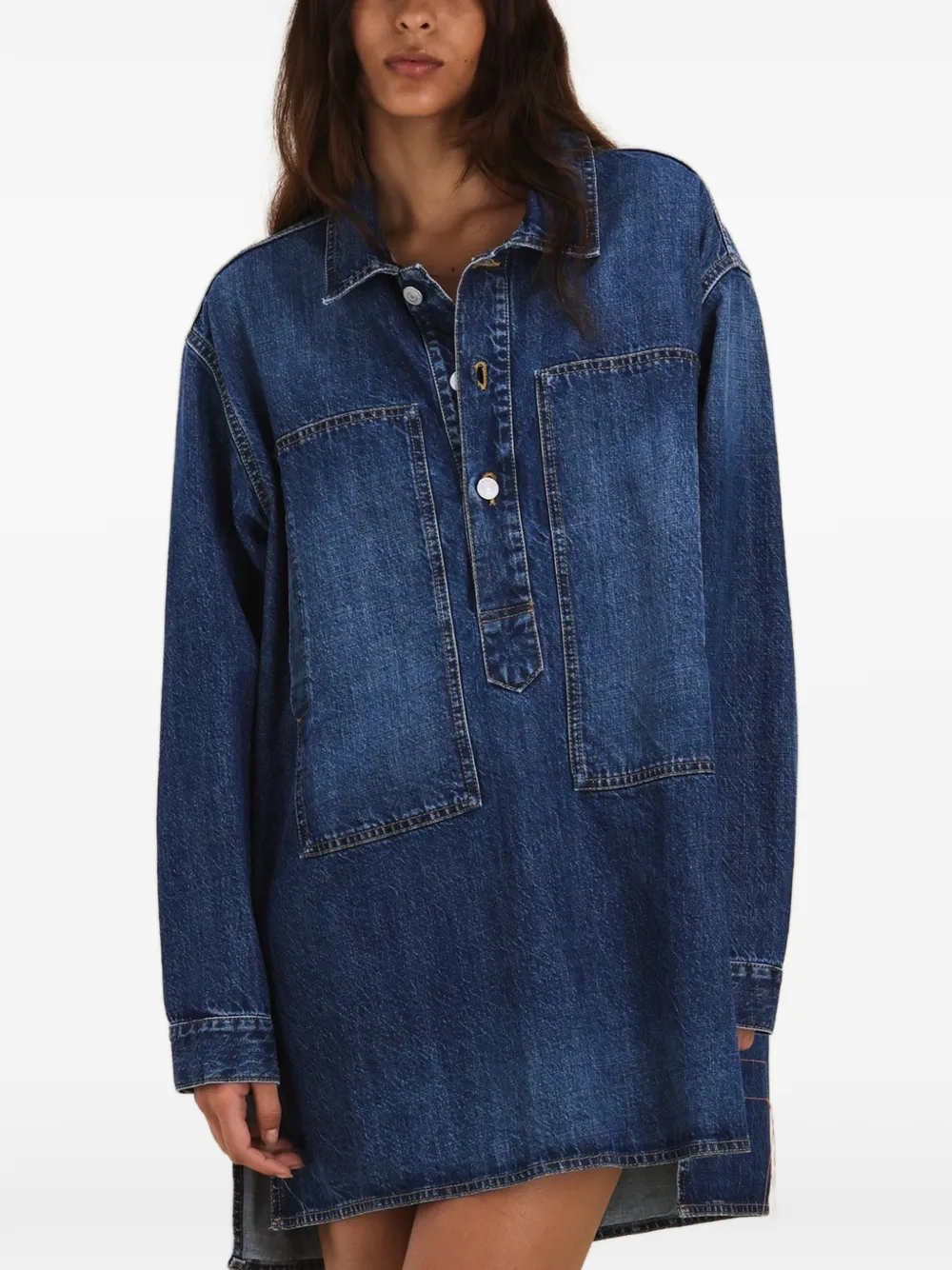 Fortela Fuegodress Custom Wash Denim Dress In Blue | ModeSens