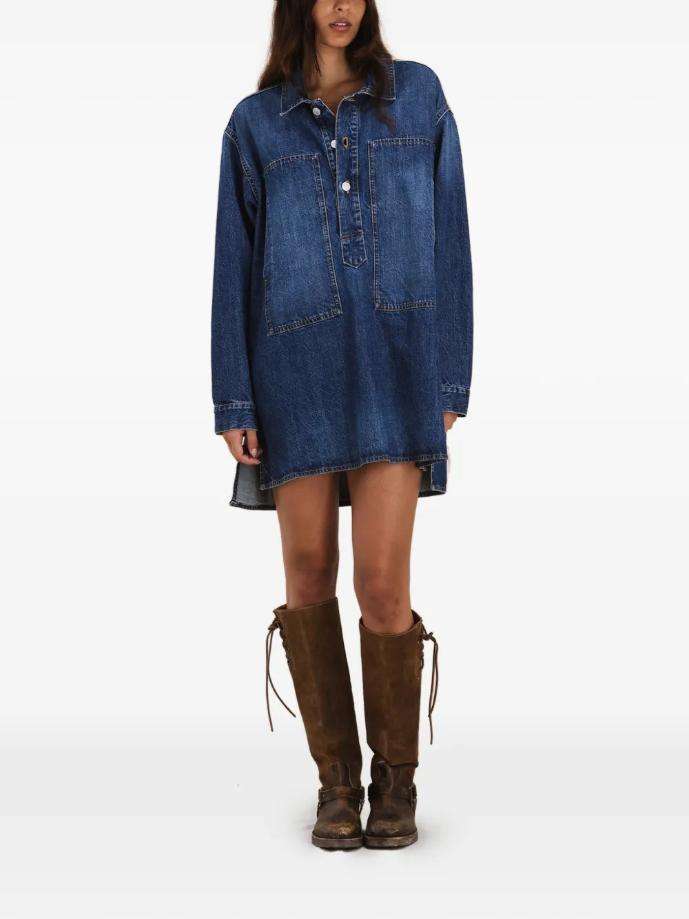Fortela Fuegodress Custom Wash Denim Dress In Blue | ModeSens